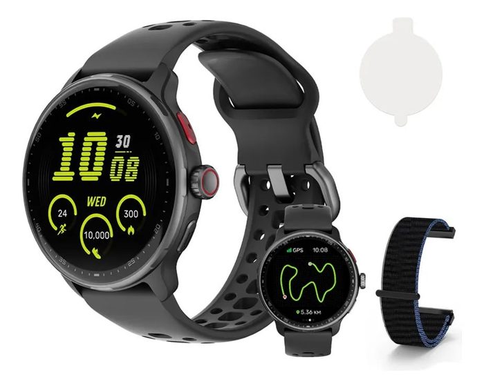 Relógio Inteligente GPS Smartwatch AMOLED 3ATM Caixa Preto