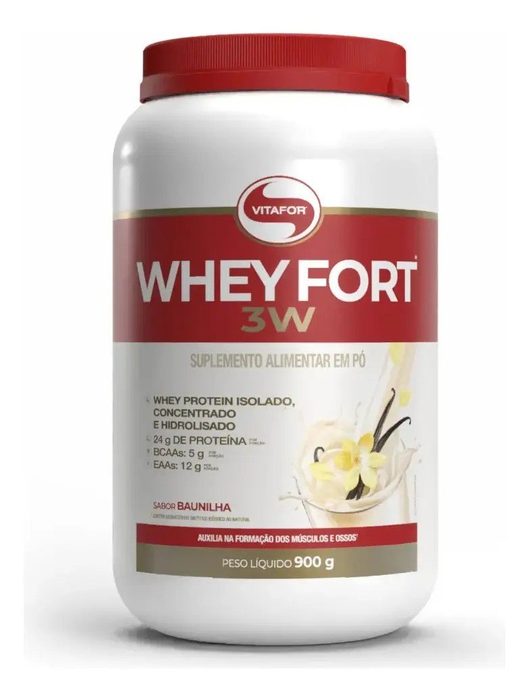 🛒Suplemento Alimentar Whey Fort 3w Baunilha 900g Vitafor