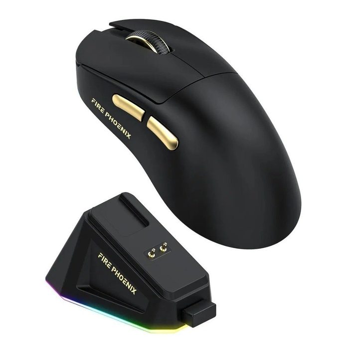 Mouse Gamer Sem Fio Fire Phoenix 24000dpi Paw3311 Bk-r3x Pro Cor Preto