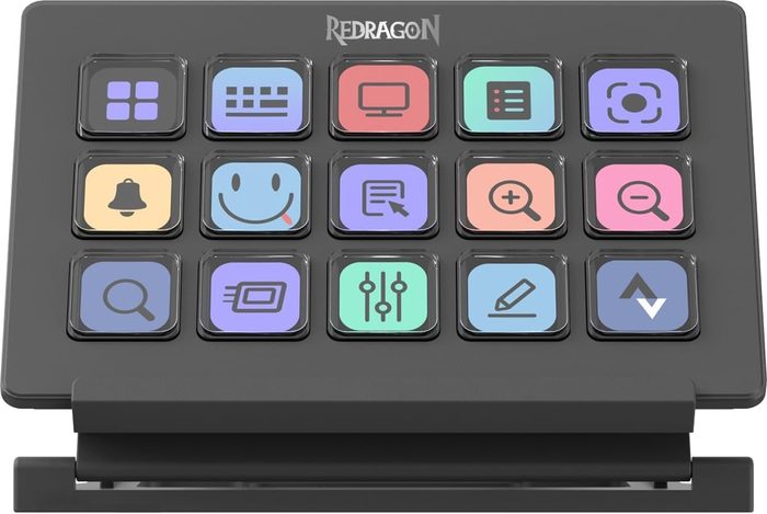 Teclado de Atalhos Redragon Stream Station Preto 15 Teclas LCD USB Tipo-C SS-550