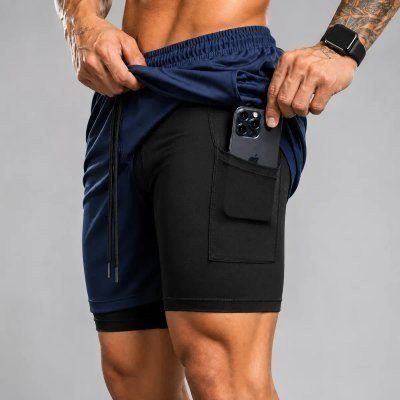 Bermuda Masculina 2 Em 1 Compressão Short Dry Fit Academia