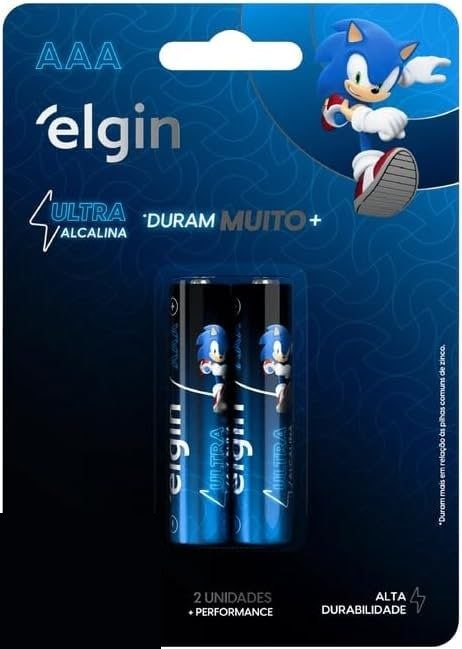 Pilha Ultra Alcalina AAA Elgin – Cartela com 2 Unidades Palito