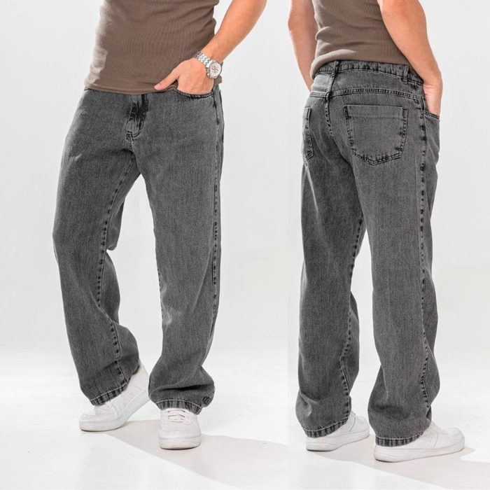 Calça Balão Jeans Masculina Marmorizada Streetwear Larga Bag