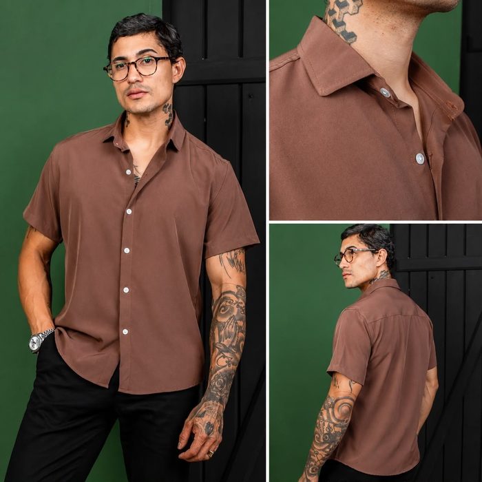 Camisa Social Masculina Gola Italiana Confortável