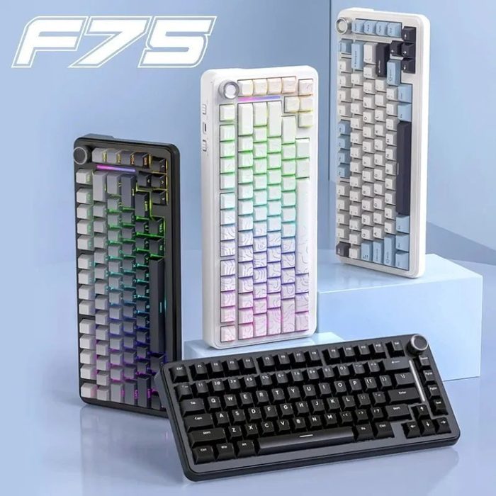 Teclado Mecânico Gamer Sem Fio Freewolf F75 Rgb