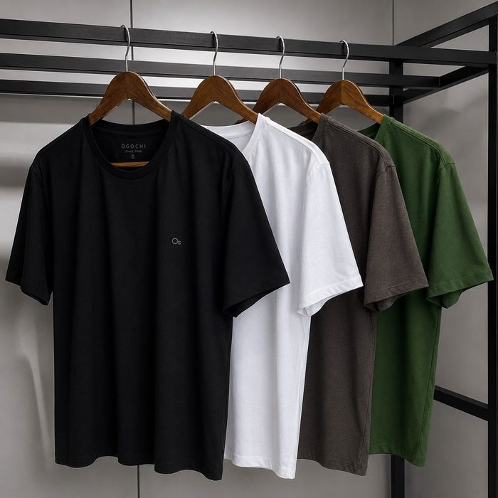 Camiseta Masculina Básica Slim Algodão - Várias Cores Ogochi