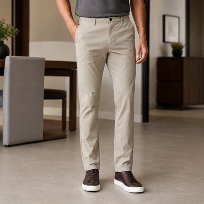 Calça Aramis Chino Algodão Premium Básica Cinza