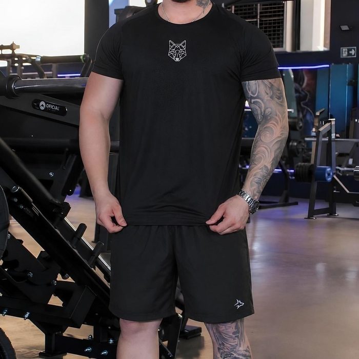 🛒 Kit Bermuda Lobo+camiseta Lobo Dry Fitness Academia Alpha