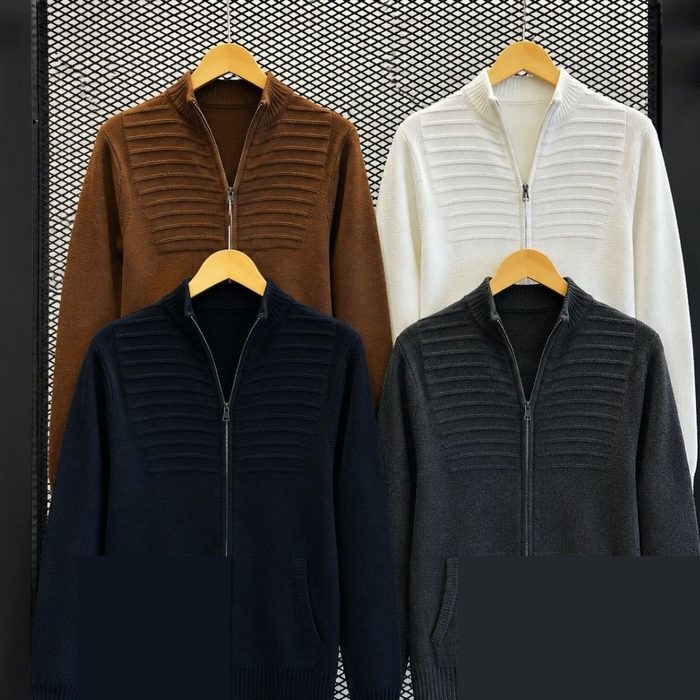 Jaqueta Masculina Blusa De Frio Malha Grossa Ziper E Bolso