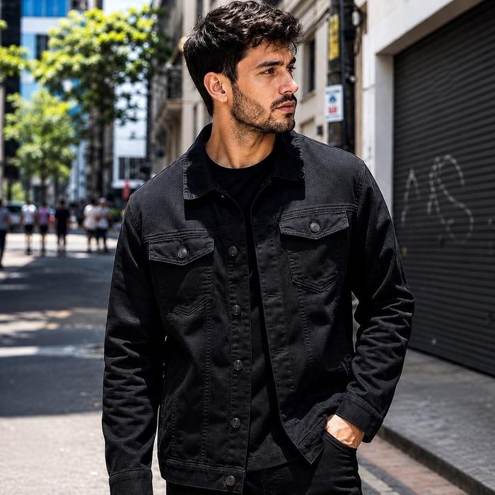 Jaqueta Masculina Sarja Jeans Slim Cores Clássicas Premium