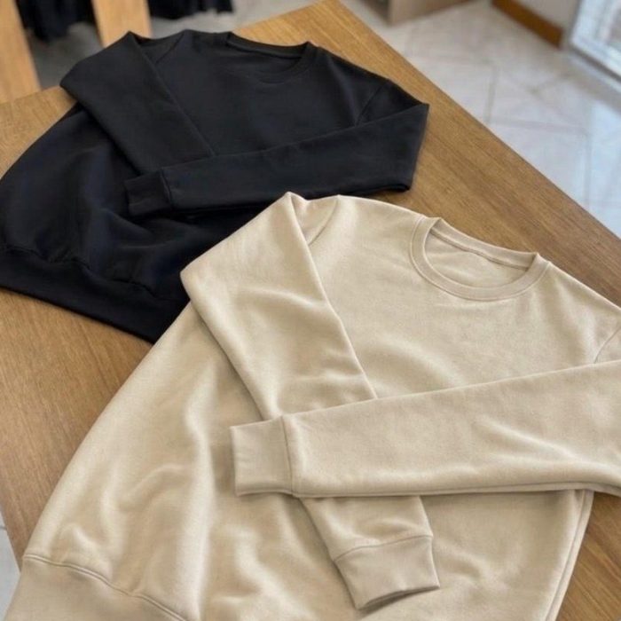 Kit 2 Blusa Moletom Masculino Gola Careca Algodão Premium