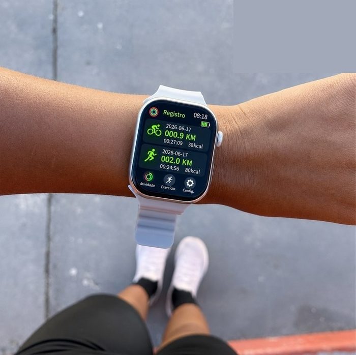 Smartwatch S10 Série 10 Relógio Digital Masculino Feminino Resistente A Agua Caixa Prateado Com 2 Pulseiras Smartwatch Completo Compatível A
