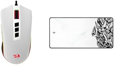 Mouse Gamer Redragon Cobra V2 Special Edition Cypher Branco e Preto RGB M711A-RGB + Mousepad Gamer Redragon Flick XL