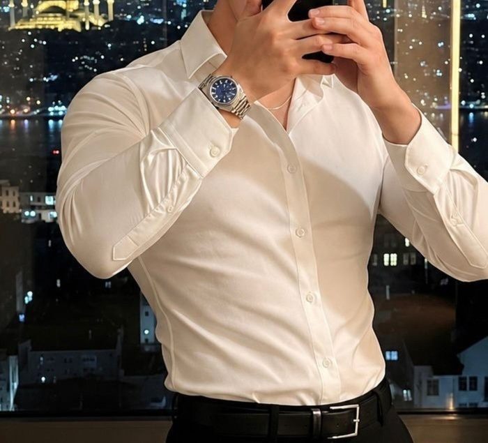 Camisa Social Masculina Manga Longa Elastano Stretch