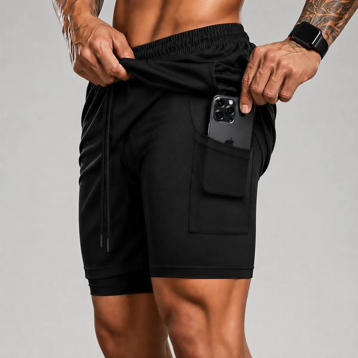 Bermuda Masculina 2 Em 1 Compressão Short Dry Fit Academia