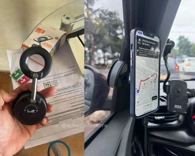 Suporte Celular Magnético Rotativo Dobrável Ventosa