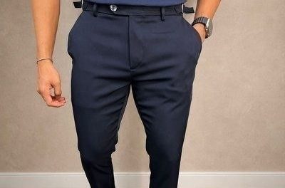 Calça Social Alfaiataria Masculina Malha Elastano Stretch