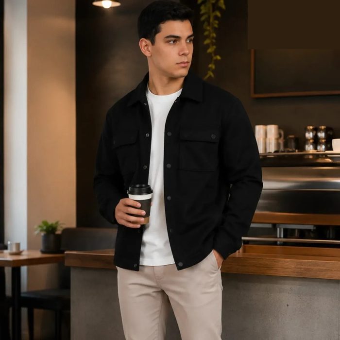 Jaqueta Masculina Bomber Texturizada Premium Com Botões Preto Gg
