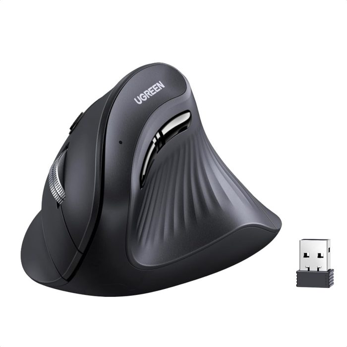 🖱 UGREEN Mouse Ergonômico Vertical Sem Fio - 5 Botões Clique Silencioso - 4000 DPI