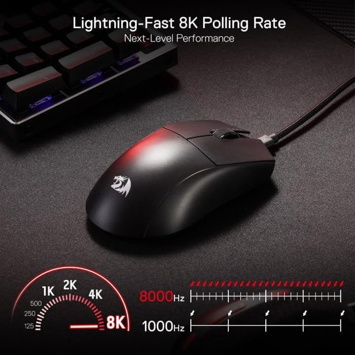 Mouse Gamer Redragon K1ng 8K Preto PAW3395 8000 Hz