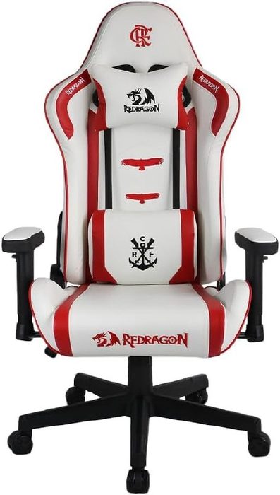 Cadeira Gamer Redragon Flamengo Glory Branco e Vermelho Até 135 Kg FL807-W