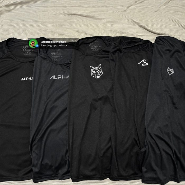 Kit 5 Camisetas Dry All Black Alpha