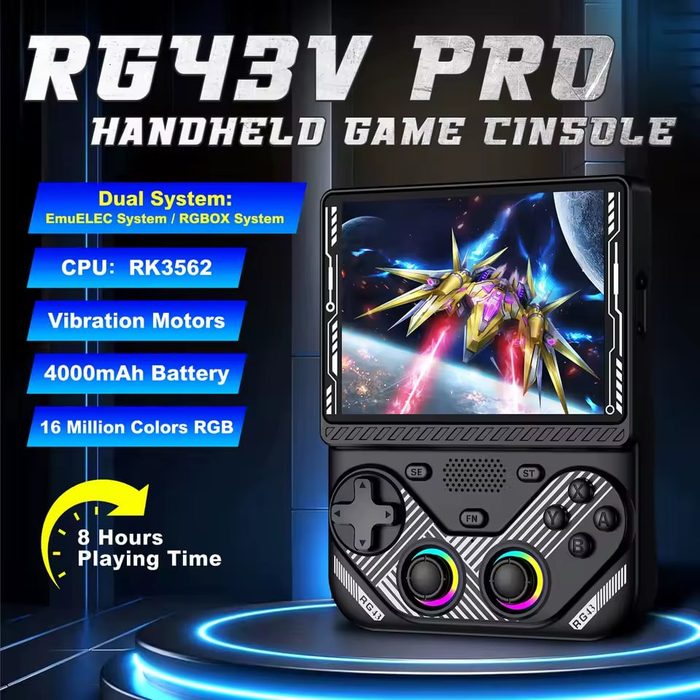 🎮 Console Portátil Retrô RG43V Pro 4.3" IPS | RK3562 | Dual System | 22.000+ Jogos | Wi-Fi | Multiplayer Online | HDMI