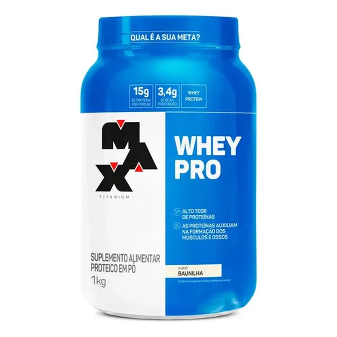 suplementos whey pro max titanium whey protein 1kg baunilha