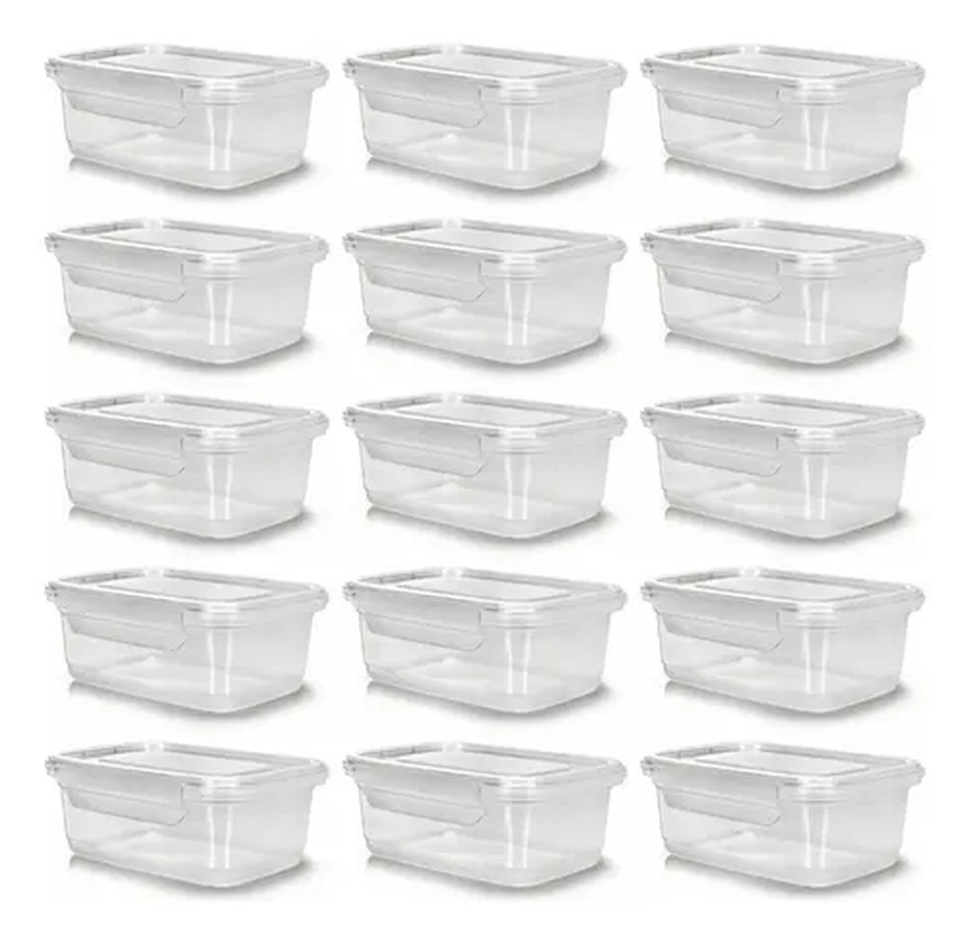 Kit 10 Potes 750ml Herméticos Travas Marmita Reutilizável