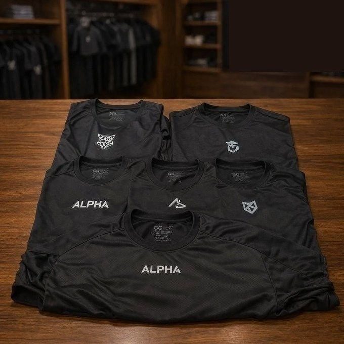 Kit 5 Camisetas Dry All Black Alpha