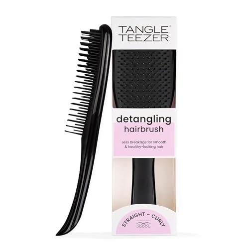 Tangle Teezer - Escova de cabelo desembaraçadora The Wet Detangler Black todos os tipos de cabelo, Cor: Preta