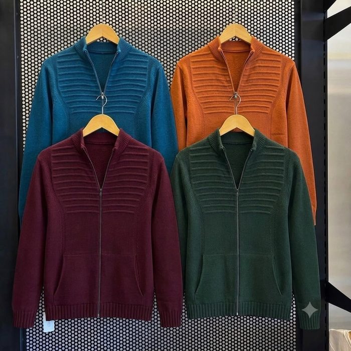 Jaqueta Masculina Blusa De Frio Malha Grossa Ziper E Bolso
