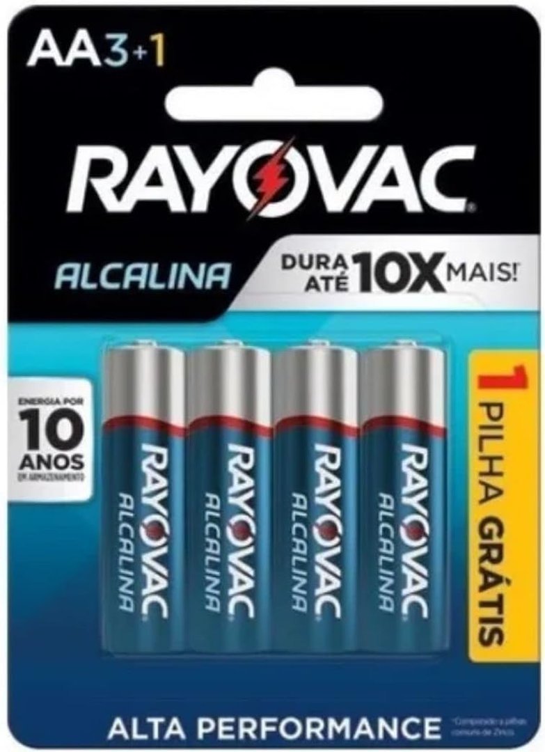 pilhas rayovac alcalina 208013 aa pacote 4