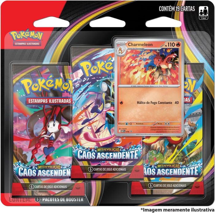 Pokémon TCG: Mega Evolução - Caos Ascendente - 3-Pack Blister - Português