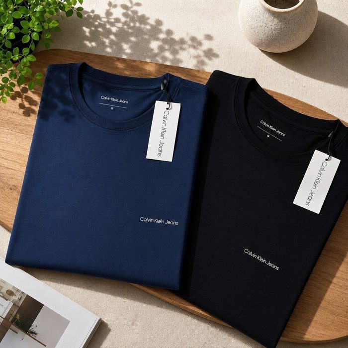Kit Camisetas Calvin Klein | Masculina Preta/azul Marinho