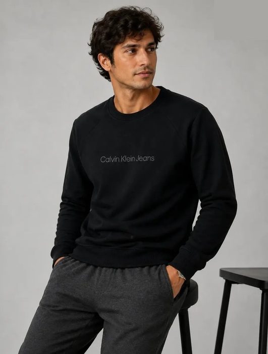 🛒Moletom Calvin Klein Crewneck Light Front Logo Preto