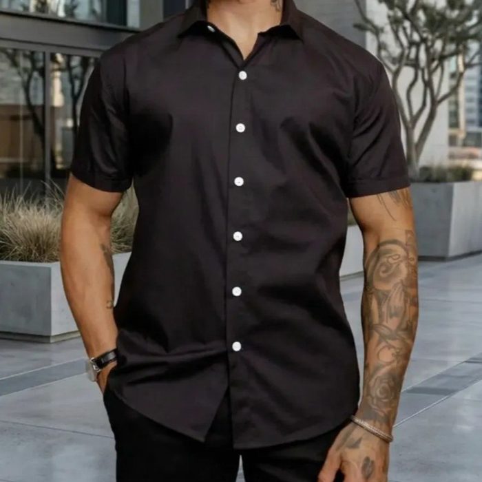Camisa Social Masculina Gola Italiana Confortável