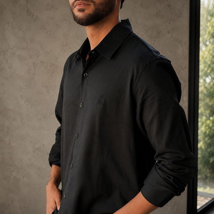 Kit 2 Camisas Slim Fit Polo Wear Preto / Marinho G