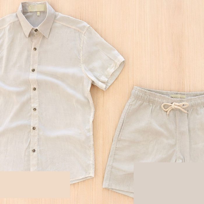 Conjunto Masculino Linho Camisa Shorts Mauricinho Com Bolso