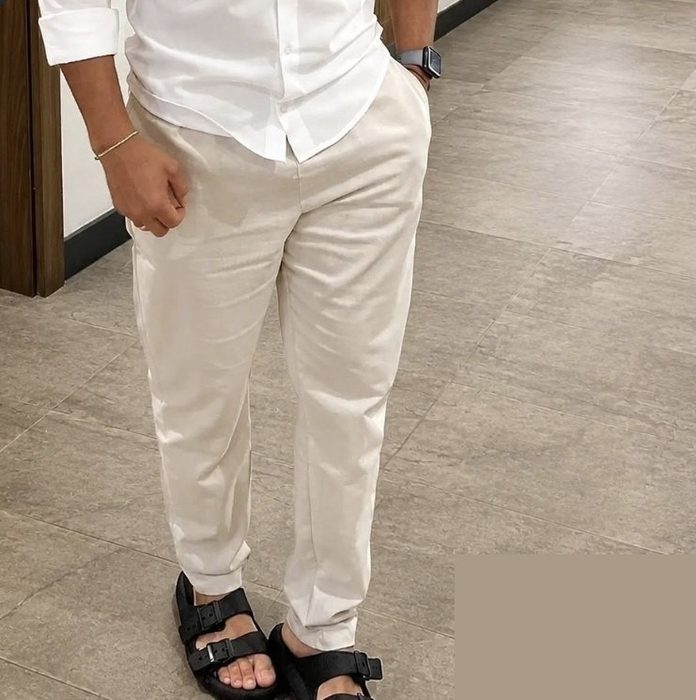 Calça Linho Masculino Social Casual C/bolsos Tecido Premium