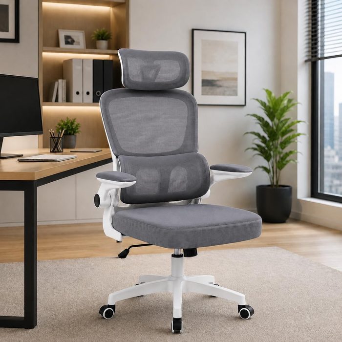 Cadeira de Escritório Suporte Lombar Ergonômico Malha Respirável Mesh Apoio Cabeça Confortavél Art Cadeiras Presidente Premium