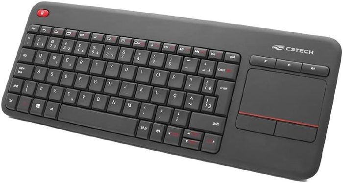 C3Tech Teclado sem fio K-WT200BK Preto Touchpad Layout ABNT2 Anti-Respingo