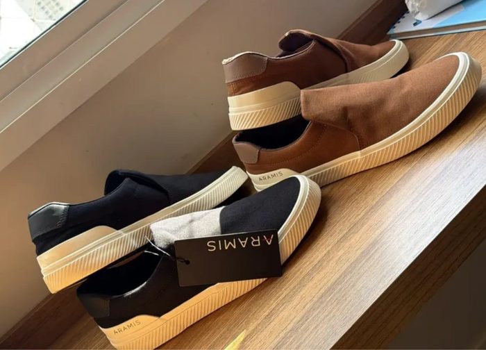 🛒Tênis Masculino Casual Aramis Daily Slip Confortável Moderno Bege