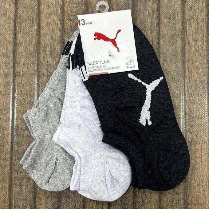 Kit 9 Pares Meias Puma Sapatilha Soquete Invisível Original