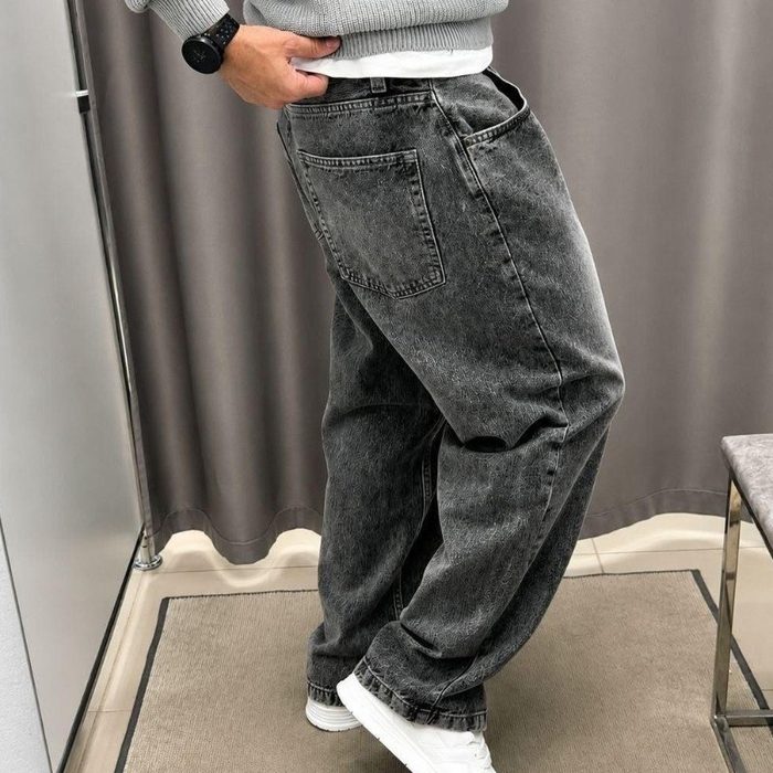 Calça Balão Jeans Masculina Marmorizada Streetwear Larga Bag 36 a 48