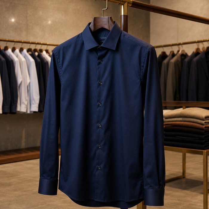 Camisa Aramis Slim Tricoline Algodão Manga Longa Marinho