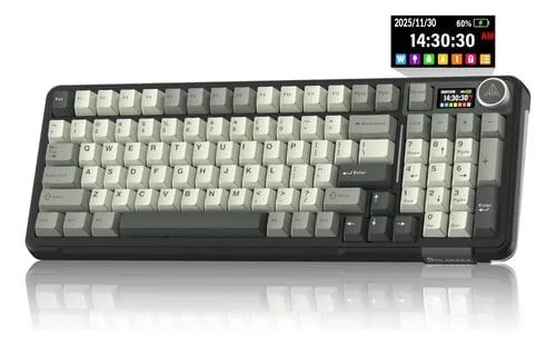 Teclado Mecânico Sem Fio Solakaka A99pro com 97 Teclas, Teclas Hot Swappable e Tela Tft