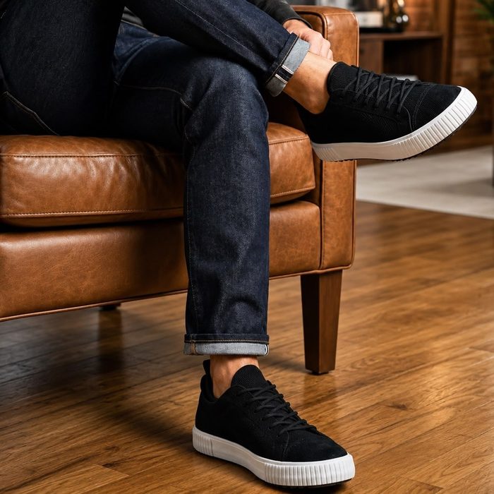 Tênis Masculino Polo Wear Camurça Casual Premium Preto Liso 39 a 43
