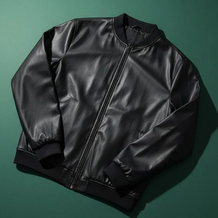 Jaqueta Bomber Courino Masculina Preta Com Zíper