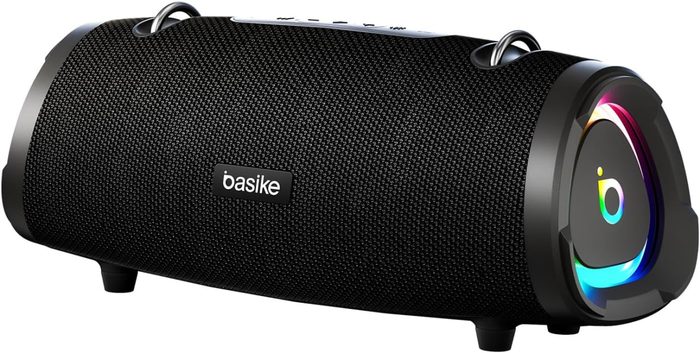 Basike Caixa de Som Bluetooth Portátil Boombox, 100W RMS Pico 160W , TWS | Som de Alta Fidelidade, Bluetooth 5.3, Microfone, RGB
